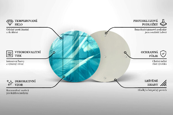 Kuchynská doska veľká zo skla Jemné perie
