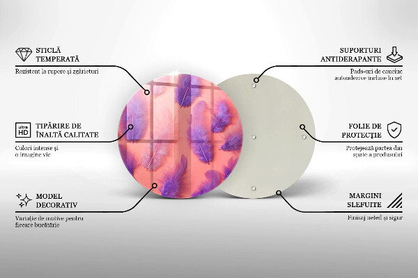 Kuchynská doska veľká zo skla Nadýchané perie