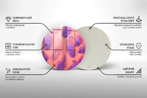 Kuchynská doska veľká zo skla Nadýchané perie