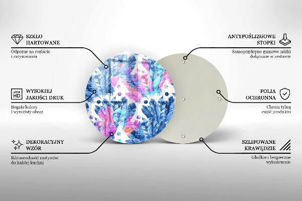 Kuchynská doska veľká zo skla Perie boho ilustrácie