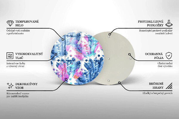 Kuchynská doska veľká zo skla Perie boho ilustrácie