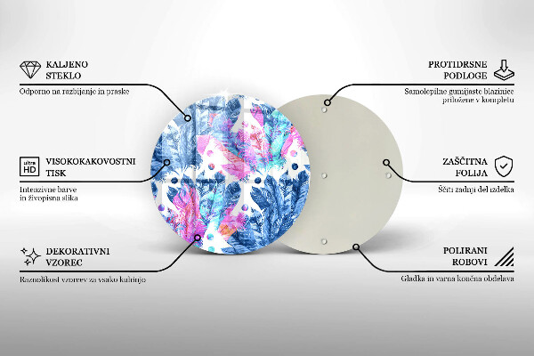 Kuchynská doska veľká zo skla Perie boho ilustrácie