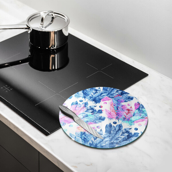 Kuchynská doska veľká zo skla Perie boho ilustrácie