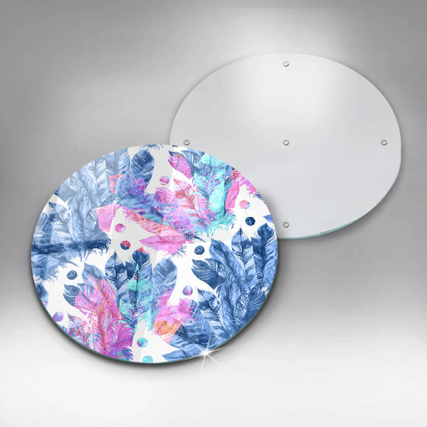 Kuchynská doska veľká zo skla Perie boho ilustrácie