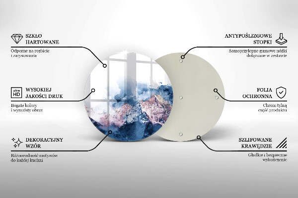 Kuchynská doska veľká zo skla Abstraktné maľované hory