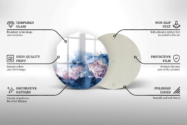 Kuchynská doska veľká zo skla Abstraktné maľované hory