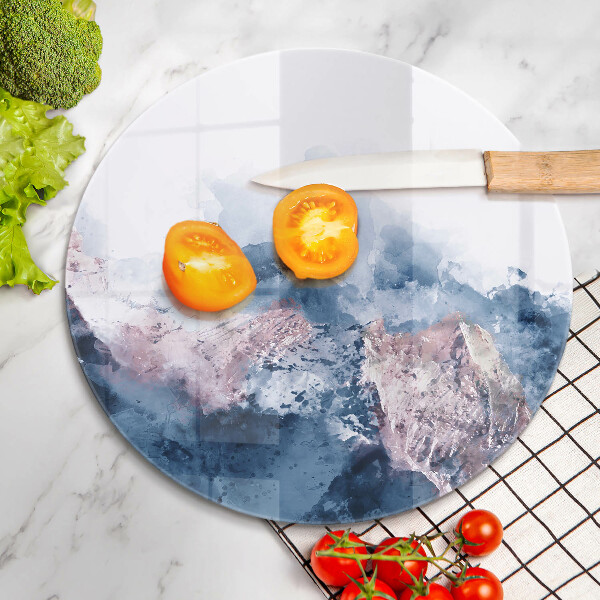 Kuchynská doska veľká zo skla Abstraktné maľované hory