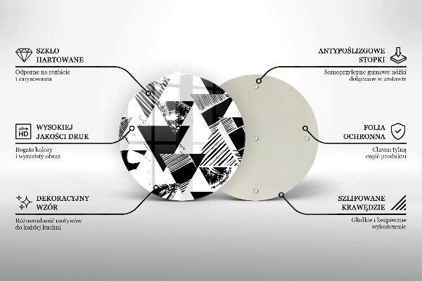 Kuchynská doska veľká zo skla Geometrické trojuholníky