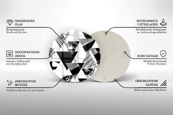 Kuchynská doska veľká zo skla Geometrické trojuholníky