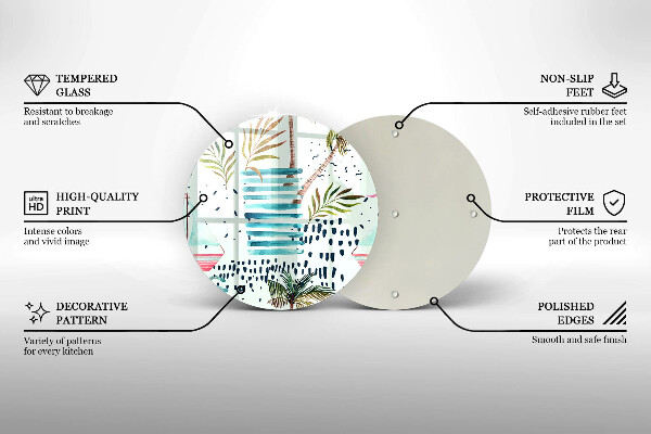 Kuchynská doska veľká zo skla Dovolenkové ilustrácie