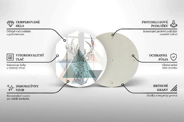 Kuchynská doska veľká zo skla Abstraktný jeleň