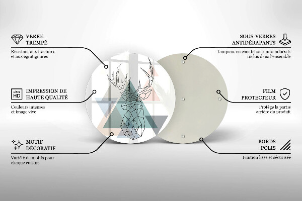 Kuchynská doska veľká zo skla Abstraktný jeleň