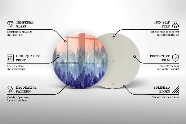 Kuchynská doska zo skla Les pri západe slnka