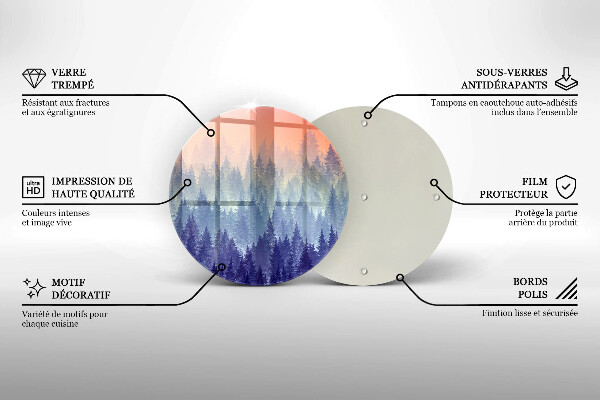 Kuchynská doska zo skla Les pri západe slnka