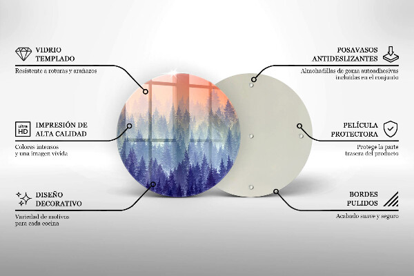 Kuchynská doska zo skla Les pri západe slnka