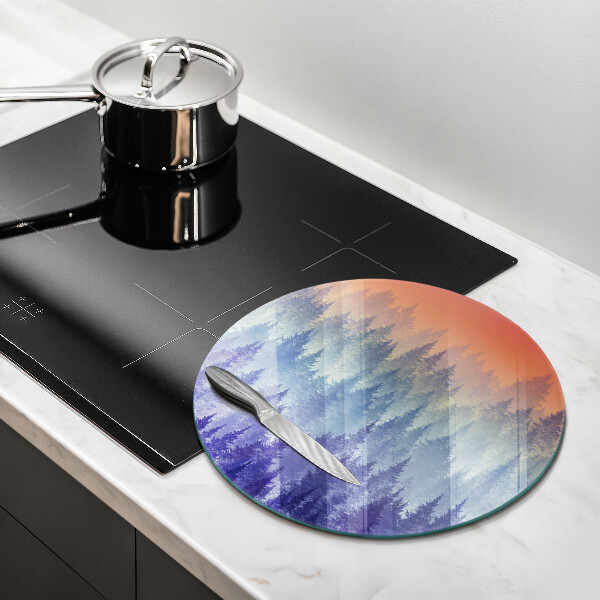 Kuchynská doska zo skla Les pri západe slnka