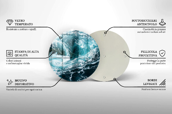 Kuchynská doska zo skla Peniace vlny vody
