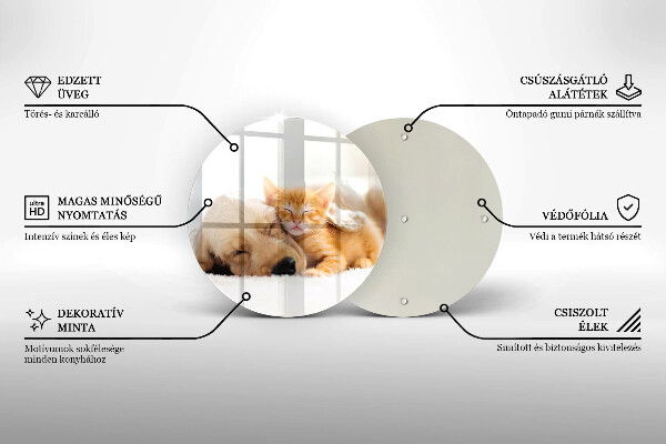 Kuchynská doska veľká zo skla Zvieratá pes a mačka