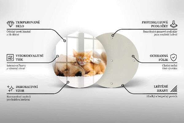Kuchynská doska veľká zo skla Zvieratá pes a mačka