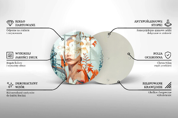 Kuchynská doska veľká zo skla Žena v kvetoch