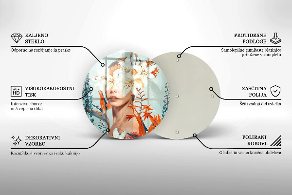 Kuchynská doska veľká zo skla Žena v kvetoch