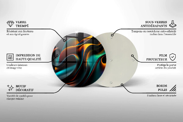 Kuchynská doska veľká zo skla Farebná abstrakcia