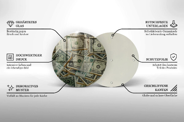 Kuchynská doska zo skla Peniaze doláre