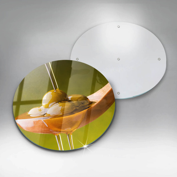 Kuchynská doska zo skla Olivový olej a olivy