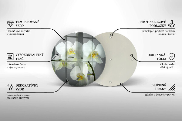Kuchynská doska zo skla Biele kvety orchideí