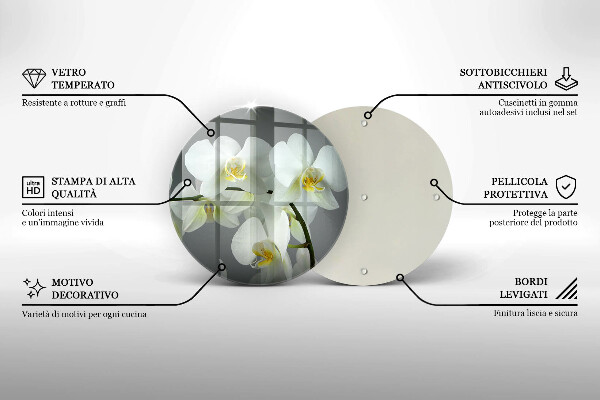 Kuchynská doska zo skla Biele kvety orchideí