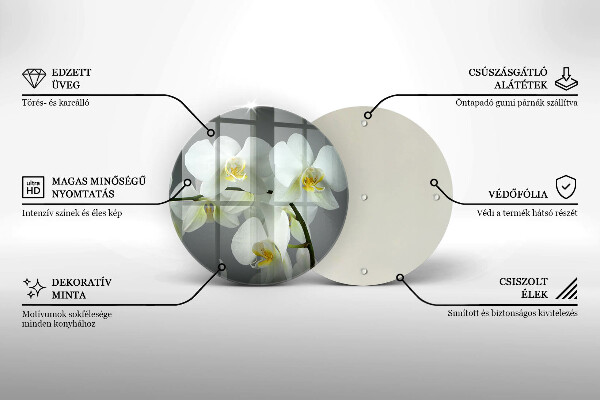 Kuchynská doska zo skla Biele kvety orchideí