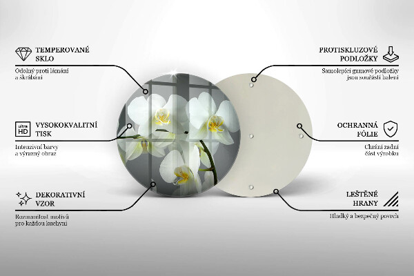 Kuchynská doska zo skla Biele kvety orchideí