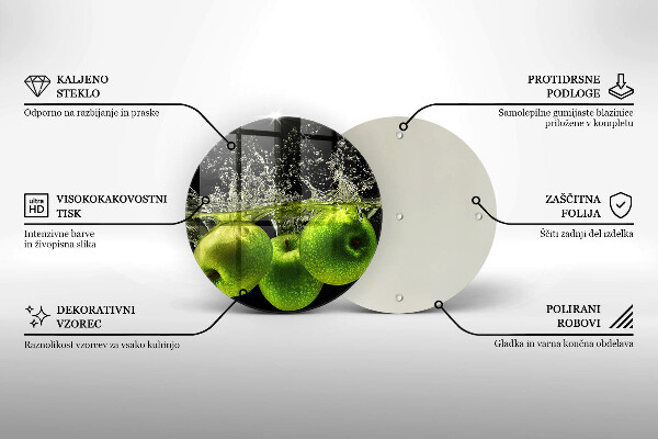 Kuchynská doska zo skla Zelené jablká a voda