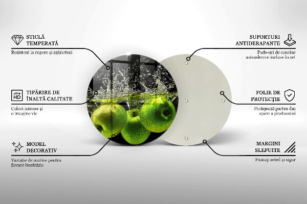 Kuchynská doska zo skla Zelené jablká a voda