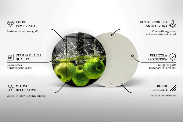 Kuchynská doska zo skla Zelené jablká a voda