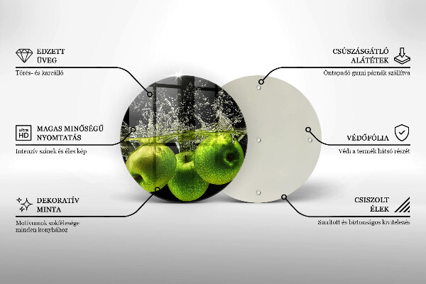 Kuchynská doska zo skla Zelené jablká a voda