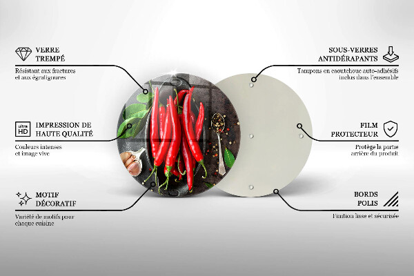 Kuchynská doska zo skla Červené chilli papričky