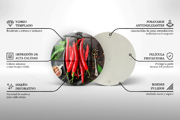 Kuchynská doska zo skla Červené chilli papričky