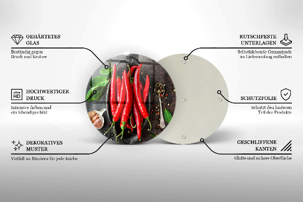 Kuchynská doska zo skla Červené chilli papričky