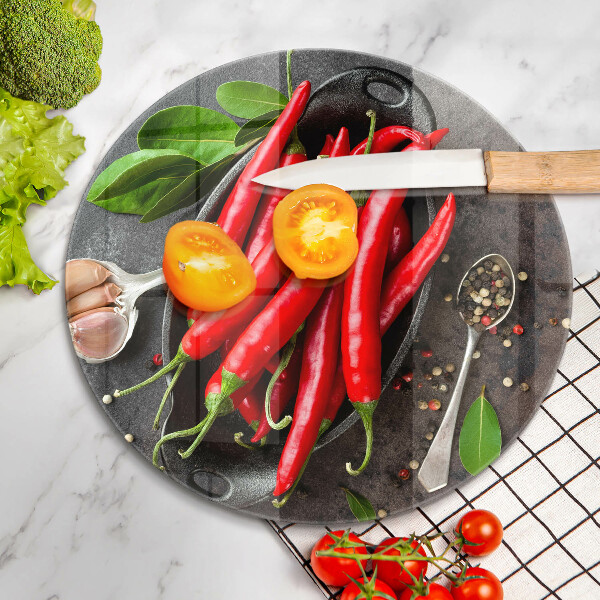 Kuchynská doska zo skla Červené chilli papričky