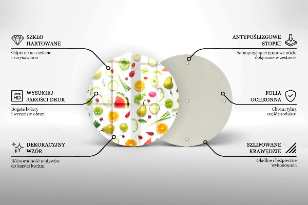 Kuchynská doska zo skla Vzor ovocia a zeleniny