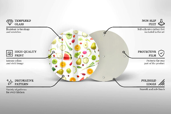 Kuchynská doska zo skla Vzor ovocia a zeleniny