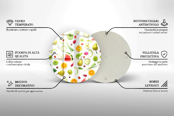 Kuchynská doska zo skla Vzor ovocia a zeleniny