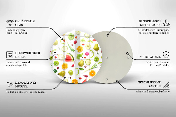 Kuchynská doska zo skla Vzor ovocia a zeleniny