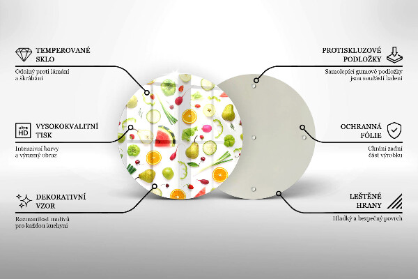 Kuchynská doska zo skla Vzor ovocia a zeleniny