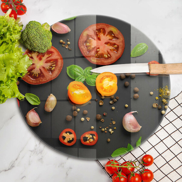 Kuchynská doska veľká zo skla Paradajky a korenie