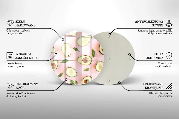 Kuchynská doska veľká zo skla Avokádový vzor