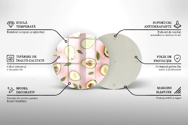 Kuchynská doska veľká zo skla Avokádový vzor