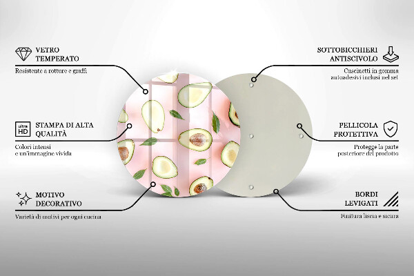Kuchynská doska veľká zo skla Avokádový vzor