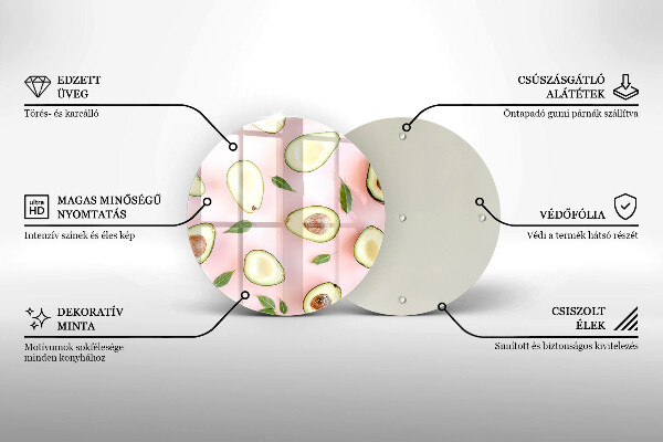 Kuchynská doska veľká zo skla Avokádový vzor
